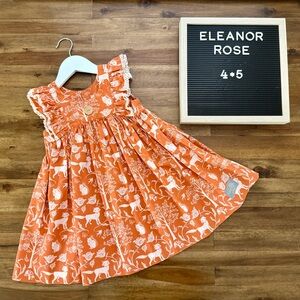 Eleanor Rose Friends Of The Forest Lacey Dress 4/5 Orange Foxes Woodland Lace